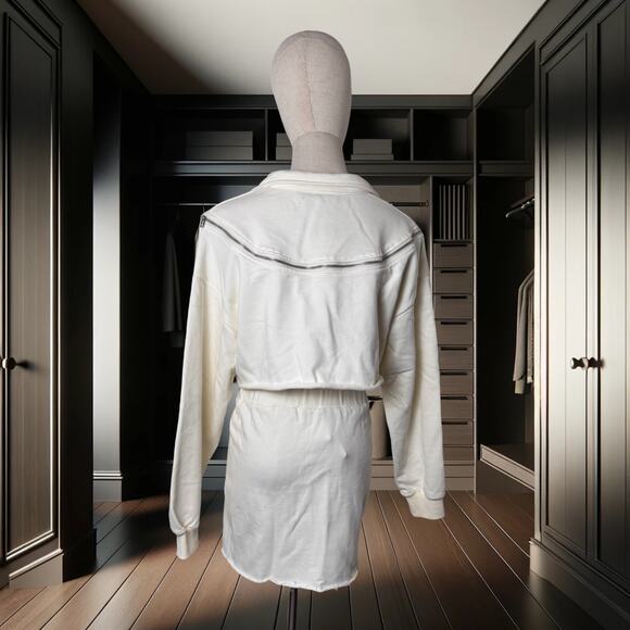 🤍 NOLA “Never Ordinary L’Ange” Bone White Zipper Sweatshirt & Pencil Skirt Set - Picture 2 of 6